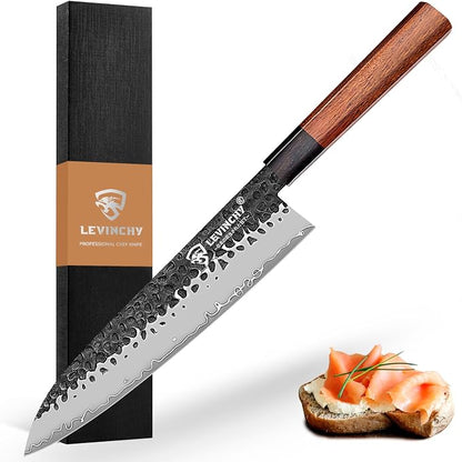 8 inch Japanese Gyuto Chef Knife, 440C Japanese Damascus Steel, Ultra-durable Steel with Superior Blade Retention, Professional Hand Forged Cooking Knife, Professional Chefs and Home Cooks
