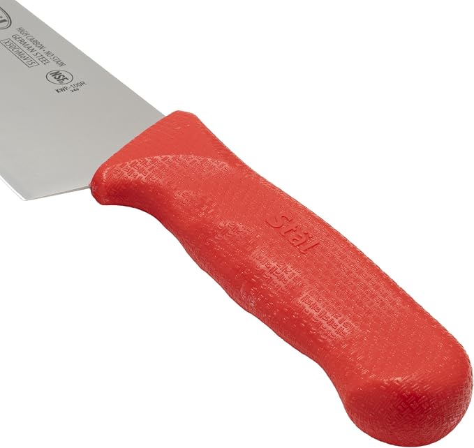 Winco 10" Commercial-Grade Chef's Knife with German Steel Blade, Red