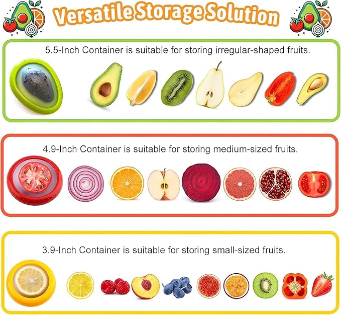Avocado Saver and Onion Storage 4 Set - Reusable refrigerator avocado storage containers,for fridge Apples, Tomatoes, Tomato, Lemons for Ideal