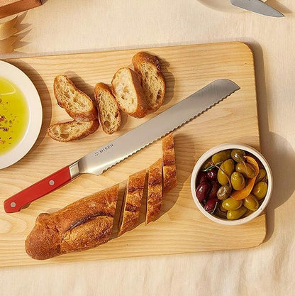 Misen Serrated Bread Knife - High-Carbon Japanese AUS8 Steel - Perfect for Soft Foods, Bread, Pastries, and Fruits - Verstatile Slicer, Razor-Sharp Edge, Durable Blade, Ergonomic Handle - 10", Gray