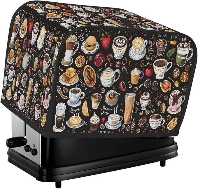 Coffee Toaster Cover 2 Slice Wide Slot Washable Toaster Covers | Fruit Lemon Dust and Fingerprint Protection Bread Maker Covers for Kitchen Accessories Decor Bakeware Women Gift