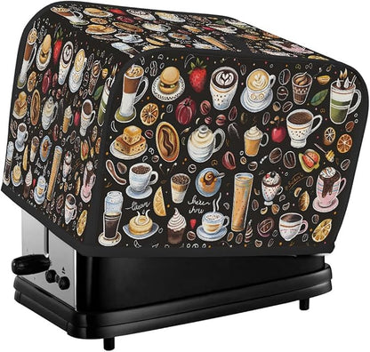 Coffee Toaster Cover 2 Slice Wide Slot Washable Toaster Covers | Fruit Lemon Dust and Fingerprint Protection Bread Maker Covers for Kitchen Accessories Decor Bakeware Women Gift