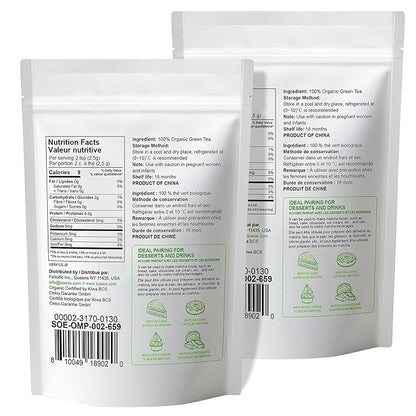 Soeos Organic Matcha Powder, Matcha Green Tea Powder, 2 oz (2 Pack), Total 4 oz, Antioxidant-Rich Matcha Powder for Lattes, Smoothies and Baking, Recyclable Bags