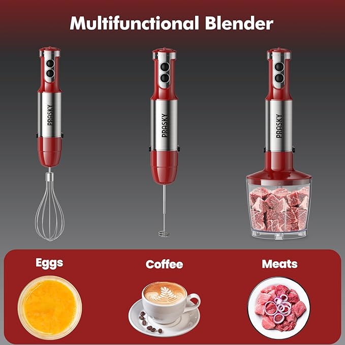 Immersion Blender Handheld 1200W, 20-speeds Immersion Hand Blenders, Hand Mixer with Mining Beaker,Chopper,Whisk, Frother and Stick Blender Suitable for Kitchen, Protein Shakes and Baby Food