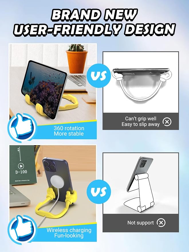 CALDEVER Stocking Stuffers for Men Women Teens Kids Gifts for Men Christmas: Thumbs Up Lazy Phone Stand Holder Funny Gadgets Teenage Boys Girls Dad Father Mother Mom (Black+Purple+White+Yellow, 4)