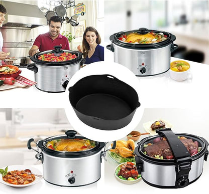 Silicone Liners Fit for Crock Pots/Slow Cookers 7-8 Quart, Slow Cooker Divider Insert Compatible for Crockpot Liner, Reusable/BPA Free/Leakproof/Cooking Accessories for Oval Crockpots
