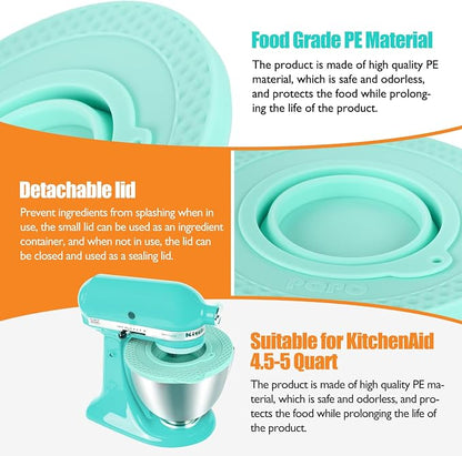 Silicone Mixers Bowl Cover Compatible with KitchenAid 4.5-5 Quart Tilt-Head Stand Mixers Bowl,with Collapsible Small Bowl(Green)