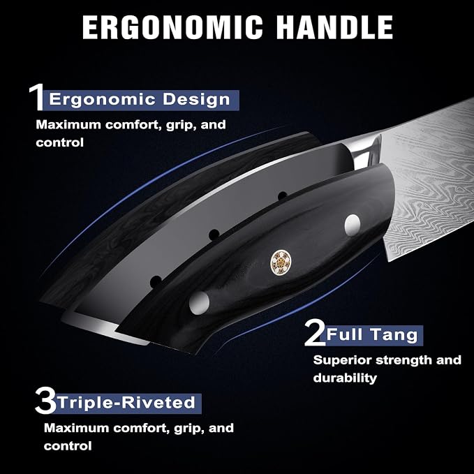 8 Inch Chef Knife, Japanese-Style VG10 Damascus Kitchen Knife, 67-Layer Forged Blade with Black Wood Handle, Razor Sharp Cooking Knife for Meat, Vegetables & Fruit