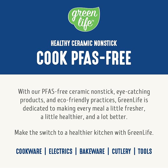 GreenLife 6QT Slow Cooker, Non-Toxic PFAS-Free Ceramic Nonstick Removable Interior Bowl, Programmable, Family Friendly, Keep Warm, Stovetop & Oven Safe, Dishwasher Safe Crock, Timer, Glass Lid, Blue