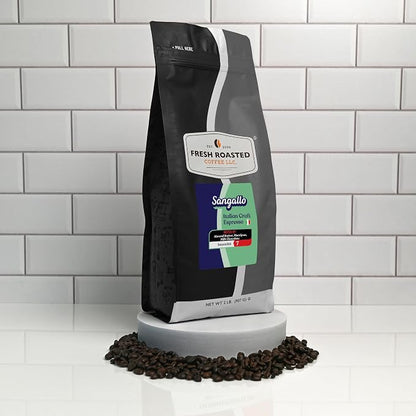 Fresh Roasted Coffee, Sangallo Italian Craft Artisan Blend Whole Bean Coffee, Medium Roast, Kosher, 2 lb (32 oz)