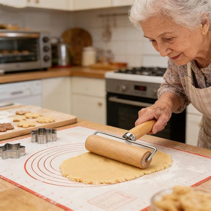 Small Rolling Pin Set of 2 - Mini Wooden Dough Roller with Ergonomic T-Handle for Baking, Pizza, Pasta & Crafts, Natural Solid Wood (5.4" & 6.3")