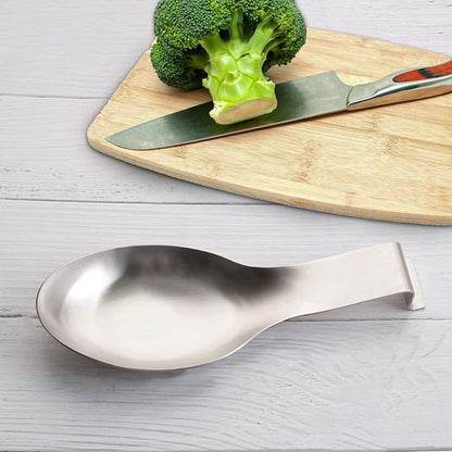 VanlonPro Stainless Steel Spoon Rest, Spatula Ladle Holder, Stainless Steel Utensil Spoon Rest Holder, Brushed Finish, Dishwasher Safe 9.8 x 3.7 Inch (Silver 2PCS)