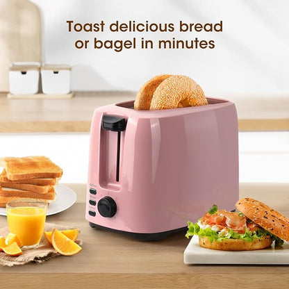 iSiLER 2 Slice Toaster, 1.3 Inches Wide Slot Bagel Toaster with 7 Shade Settings and Double Side Baking, Removable Crumb Tray, Defrost Cancel Function Pink | 1.3in Extra Wide Slots, 750W Even Double-Side Toasting, Defrost Reheat Cancel Modes, Removable...