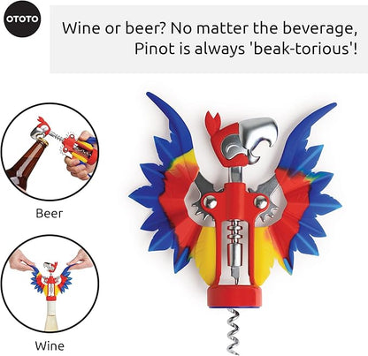 OTOTO Pinot Wine Bottle Opener - Parrot Wing Corkscrews for Gifts, Bottles Manual, Cool Gadgets with Wings, Bar accessories, Corkscrew
