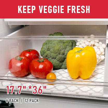 Cooyes Refrigerator Shelf Liners for French Door Fridge, 17.7" × 36" Extra Large, Non-Slip Fridge Mats Machine Washable, Refrigerator Drawer Liner for Glass Shelves Kitchen Cabinet
