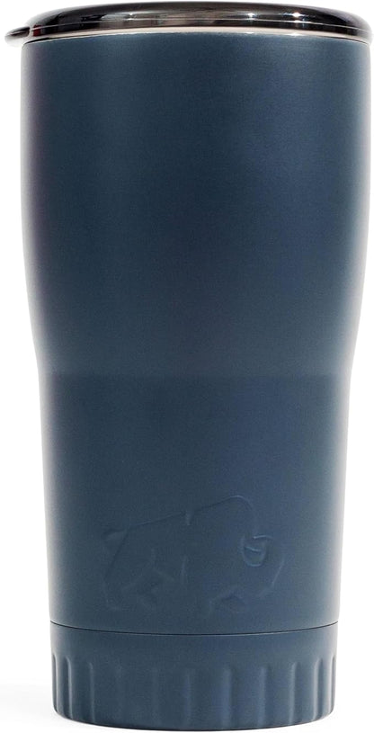 Silver Buffalo Double Walled Vacuum Insulated Stainless Steel Tumbler With Easy Sip Lid Keeps Hot and Cold, Travel Coffee Mug Clear Lid, 20 Ounces, Matte Gray