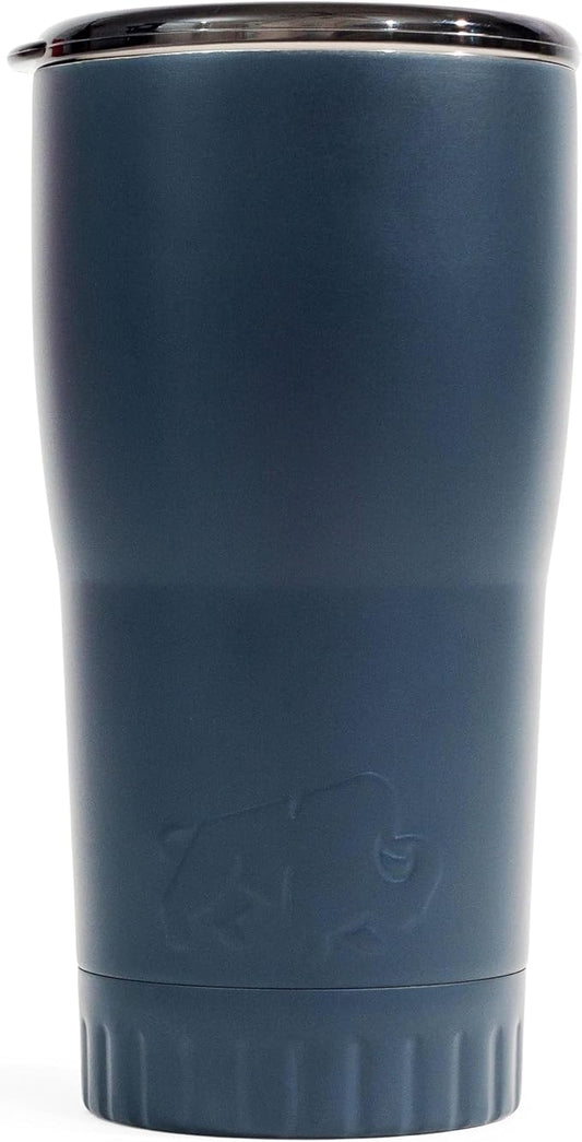Silver Buffalo Double Walled Vacuum Insulated Stainless Steel Tumbler With Easy Sip Lid Keeps Hot and Cold, Travel Coffee Mug Clear Lid, 20 Ounces, Matte Gray