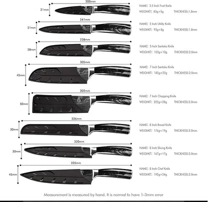 FULLHI Knife Set, 14pcs Japanese Knives Set, Multiple Colour Premium German Stainless Steel Chef Knife Set