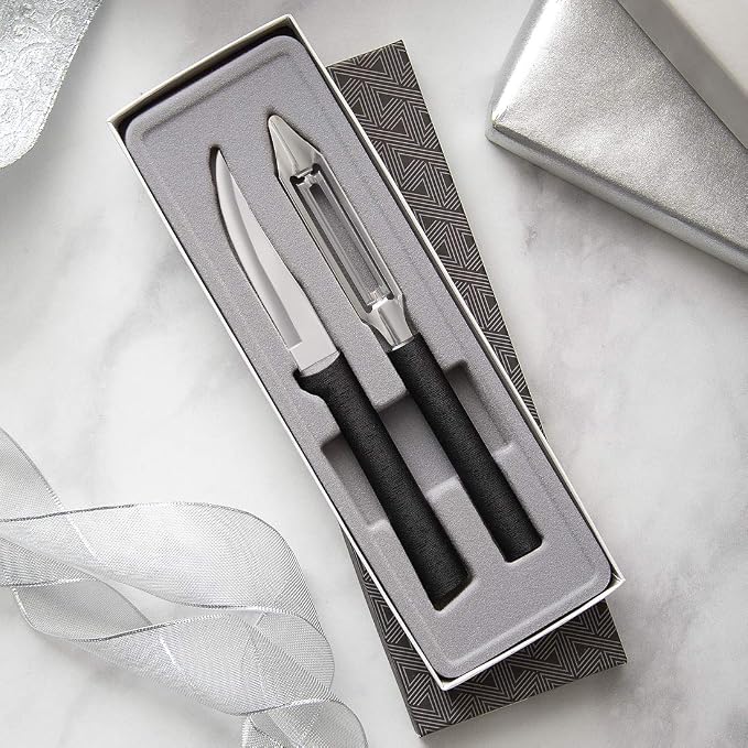Rada Cutlery Pare & Peel Gift Set (G246), 2-Piece Knife Set, Stainless Steel Blades, Black Handle