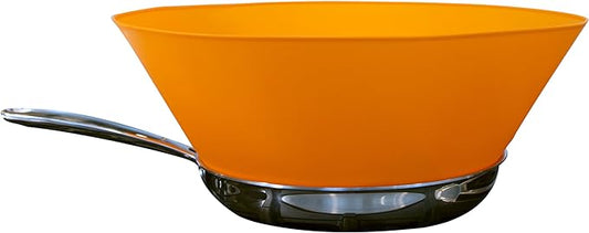 Frywall Splatter screen alternative 10" - stops grease splatter without trapping steam - continuous access - dishwasher safe - compact storage (Orange)
