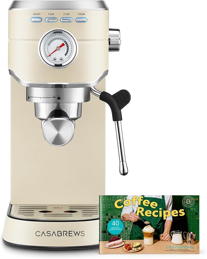 CASABREWS CM5418 Espresso Machine 20 Bar, Small Espresso Maker with Milk Frother Steam Wand, Stainless Steel Espresso Coffee Machine with 34oz Removable Water Tank, Cafetera Espresso, Creamy