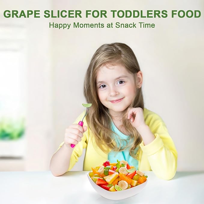 Luvan Grape Cutter for Toddlers 1-3, Grape Slicer Kitchen Gadget for Vegetable Fruit Salad Cake Decor, Stainless Steel Grape Quarter Cutter Tool for Cherry Tomato Strawberry Blueberry - Green