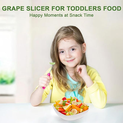 Luvan Grape Cutter for Toddlers 1-3, Grape Slicer Kitchen Gadget for Vegetable Fruit Salad Cake Decor, Stainless Steel Grape Quarter Cutter Tool for Cherry Tomato Strawberry Blueberry - Green