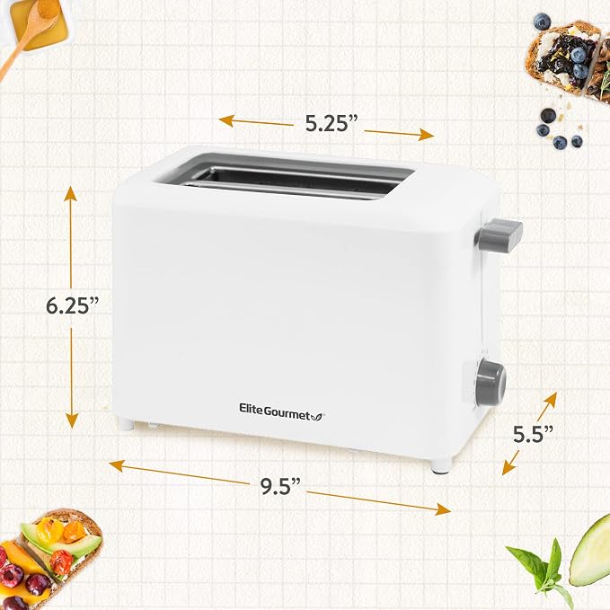 Elite Gourmet ECT-1027 Cool Touch Toaster,7 Toast Settings Cancel Functions,Slide Out Crumb Tray,Extra Wide 1.5" Slots for Bagels Waffles Specialty Breads,Puff Pastry,Snacks,White,(Pack of 8)