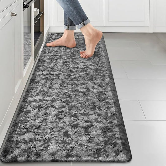 HEBE Kitchen Mat Cushioned Anti Fatigue Comfort Floor Mat 20"x60" Waterproof Non Slip Kitchen Rug Runner Laundry Room Rug Floor Carpet Heavy Duty Comfort Standing Mat Pads,Silver Grey