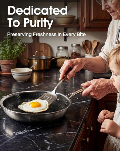 USELUCK Nonstick Frying Pans with Lid,10-Inch Non Stick Skillet with Honeycomb Surface,Dishwasher-Friendly,Oven-Safe,Induction Compatible,PFAS-Free,Non-Toxic,Compatible with All Cooktops.
