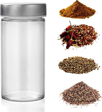 Tianifa 2 Pcs Glass Spice Jars/Bottles - 3oz Empty Round Spice Containers with Airtight Metal Caps with Shaker Lids (2, clear)