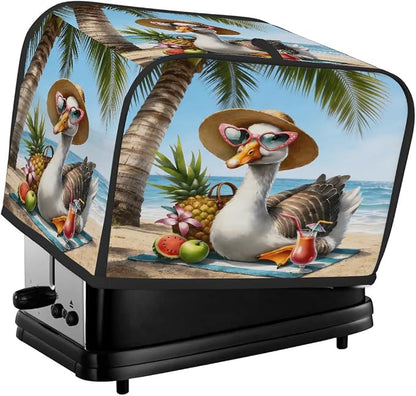 Beach Animal Toaster Cover 4 Slice Wide Slot Washable Toaster Covers | Summer Goose Dust and Fingerprint Protection Bread Maker Covers for Kitchen Accessories Decor Bakeware Women Gift