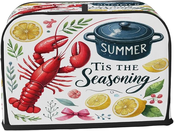 Toaster Cover 2 Slice Wide Slot Crayfish KitchenBread Toaster Oven Dustproof Cover Small Appliance Kitchen Covers Dust and Fingerprint Protection for Women Gift 2 Slice