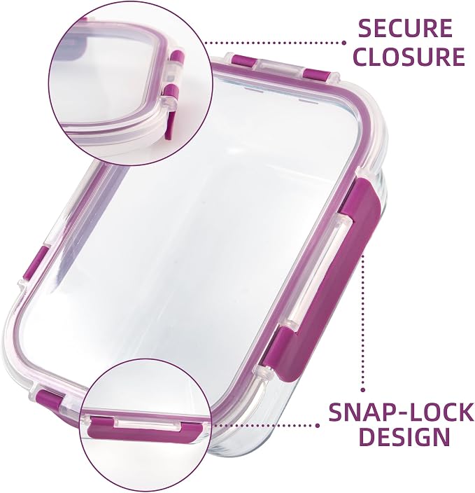C CREST 10 Pack Meal Prep Glass Containers with Locking Lids - 5x 32oz + 5x 12oz - Ideal for Food Storage