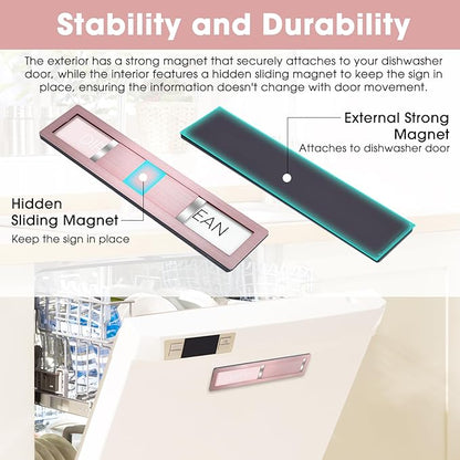 Clean Dirty Magnet for Dishwasher – 304 Stainless Steel Rose Gold, Kitchen Decor and Accessories, Elegant Housewarming Gift (S102)