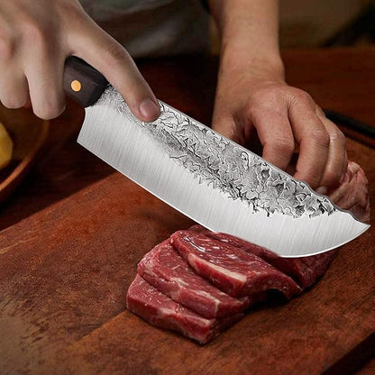 DRAGON RIOT Hand Forged Butcher Knife Cleaver 7.5 Inch High Carbon Steel Meat and Vegetable Cleaver Knife Full Tang Sharp Chef Knife for Kitchen Camping and BBQ