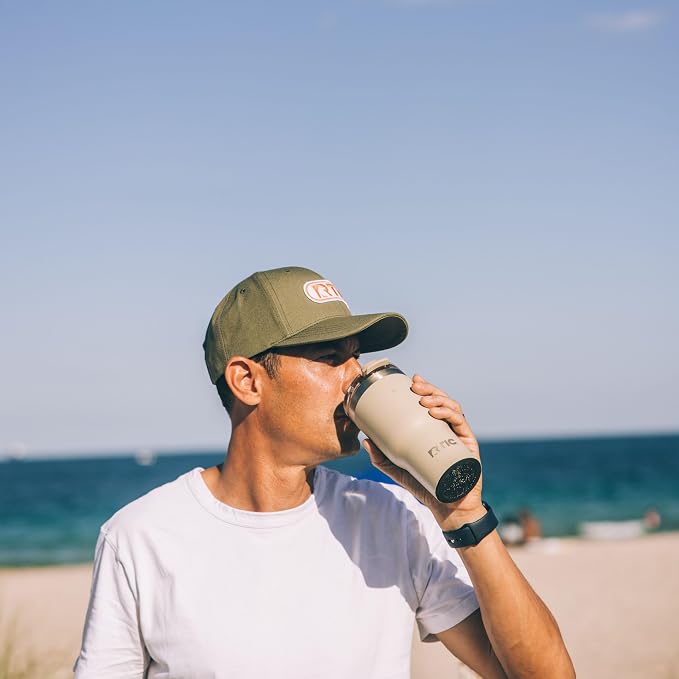 RTIC 30oz Essential Tumbler with Lid, Ceramic Lined, Insulated, Stainless Steel, Metal, Double Wall Vacuum-Insulation, Travel Cup for Iced Coffee, Tea, Hot and Cold Drink, Beach
