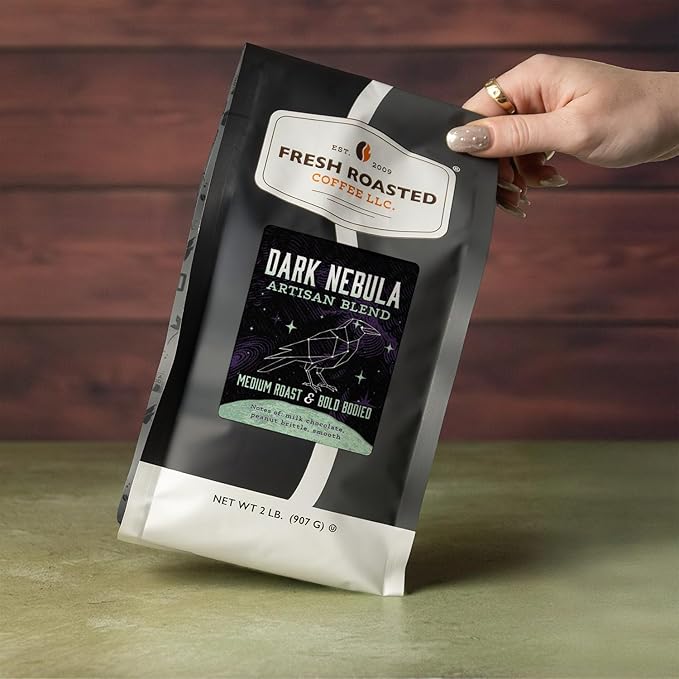 Fresh Roasted Coffee, Dark Nebula Whole Bean Coffee, Medium Roast, Kosher, 2 lb (32 oz)