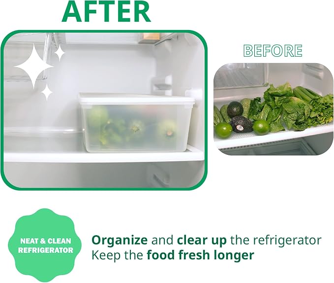 2.4 gal Produce Saver Containers for Refrigerator, Pizza Dough Proofing Box, Vegetable Storage Containers for Refrigerator, Pizza Storage Container, Marinating Container, Pizza Dough Box, Veggie Saver