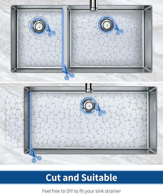 Bligli Pebble Sink Mat for Stainless Steel/Ceramic Sinks, PVC Eco-friendly Sink Protectors for Bottom of Kitchen Sink, Dishes and Glassware, Fast Draining, 15.7 x 11.8 inch (2 PACK, Clear)