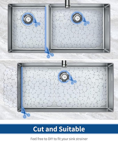 Bligli Pebble Sink Mat for Stainless Steel/Ceramic Sinks, PVC Eco-friendly Sink Protectors for Bottom of Kitchen Sink, Dishes and Glassware, Fast Draining, 15.7 x 11.8 inch (2 PACK, Clear)