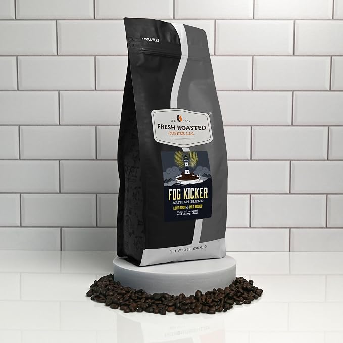 Fresh Roasted Coffee, Fog Kicker Whole Bean Coffee, Light Roast, Kosher, 2 lb (32 oz)