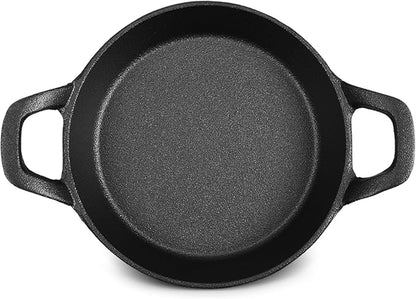 Ziliny Mini Cast Iron Skillets 6.3 x 6.3 x 1.5 Inch Cast Iron Pan Small Ramekin Set Black Casserole Dish Cookware Oven Safe Mini Skillets for Kitchen Indoor Outdoor Picnic (1 Pack)
