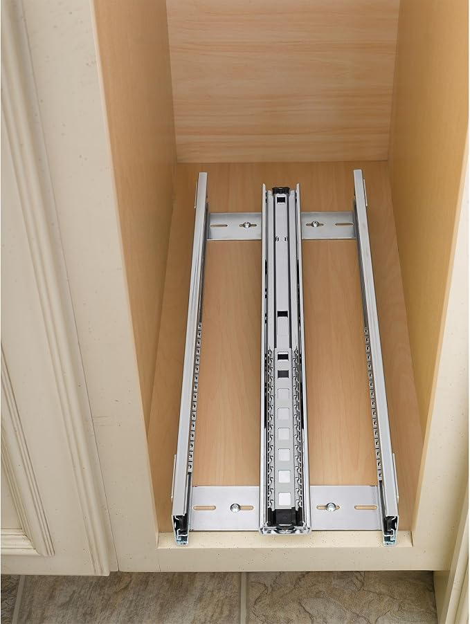 Rev-A-Shelf Maple Pullout Organizer for Full Height Base Cabinets, Full Extension Slides & Adjustable Shelves, Min Opening Width of 8.5", 448-BC-8C