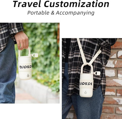 BJPKPK 10oz Insulated Loop Tumbler With Lid And Handle Stainless Steel Travel Coffee Mug Thermal Cups,Beige