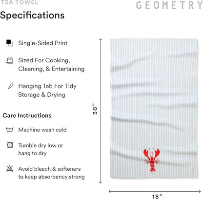 GEOMETRY Tea Towels – Spring & Summer Collection – Quick-Dry, Ultra-Absorbent, Reusable Microfiber Kitchen Towels for Drying & Cleaning - Lobster Bay - 2 Pack