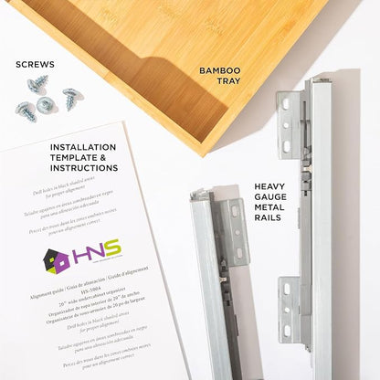 HOLDN’ STORAGE Bamboo Wooden Pull out Cabinet Organizer 20"W x 21"D Requires At Least a 21.25"W x 21"D Cabinet Opening W/Lifetime Limited Warranty, Bamboo Tray and Heavy Gauge Metal Rails