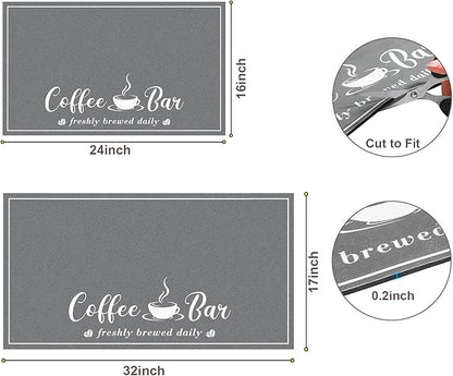 CooRug Absorbent Coffee Mat, Fashion Dish Drying Mat for Kitchen Counter Coffee Bar Accessories Espresso Machine Dish Rack 17" x 32" Dark Grey