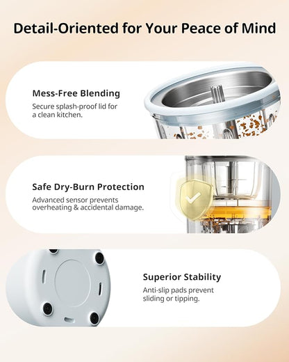SosekiBaby FM01 Baby Food Maker with Glass Bowl One Step Baby Blender-Food Processor and Steamer Puree Grinder 316L Stainless Steel Blades Auto Cooking & Easy Cleaning-BPA-Free Blue