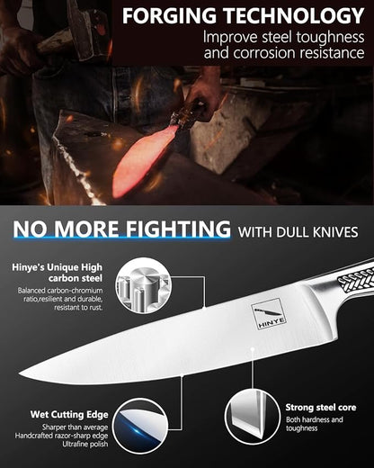 8 Inch High Carbon Stainless Steel Chef Knife - Sharp Kitchen Knife with Unibody Design, Ideal for Family & Restaurant Use, Presented in a Gift Box